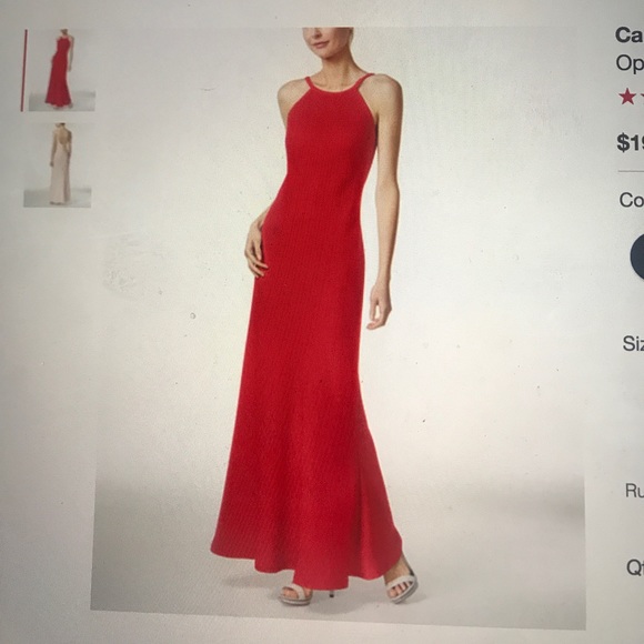 calvin klein open back halter gown